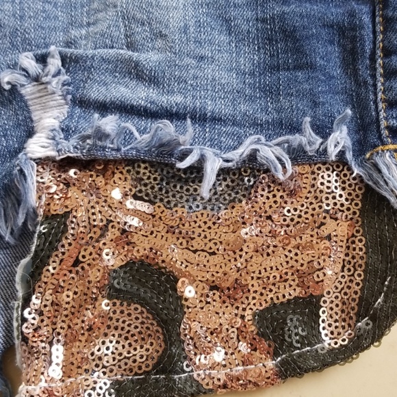 Denim Sequin Shorts - Picture 2 of 3